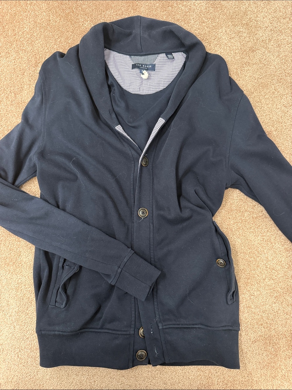 Ted Baker Navy Shawl-Collar Button Jacket